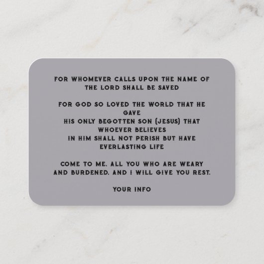 福音伝道主義の救いのポケットの形見を呼び込む 名刺 (裏面)