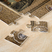 福音書を持つイエス・キリスト宝石飾り金ゴールド ジグソーパズル (側面)