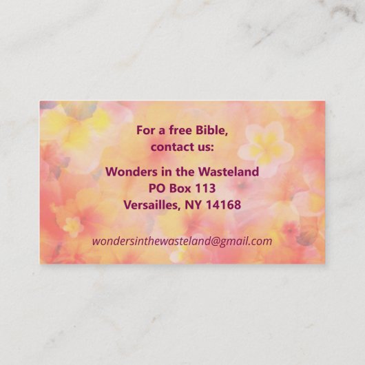 福音書第ABC救世キリスト教福音主義KJV 名刺 (裏面)