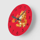 福 旧正月 ラウンド壁時計 (傾斜)