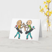 禿げたゴルファーが櫛で議論している カード (黄色い花)