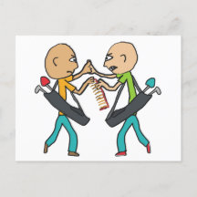 禿げたゴルファーが櫛で議論している