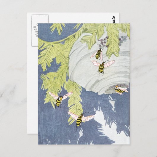 禿げたスズメとその紙の巣 ポストカード (正面/裏面)