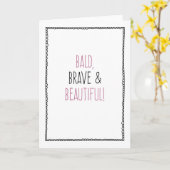 禿げ勇敢で美しい!乳がん カード (黄色い花)