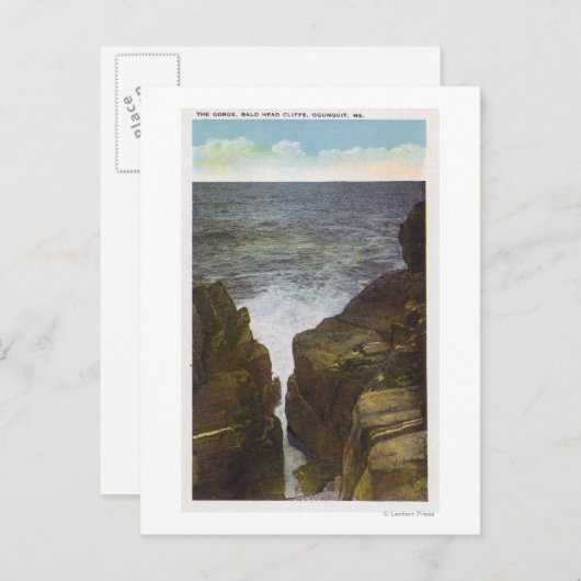 禿げ頭の崖の上の渓谷を望む ポストカード (正面/裏面)