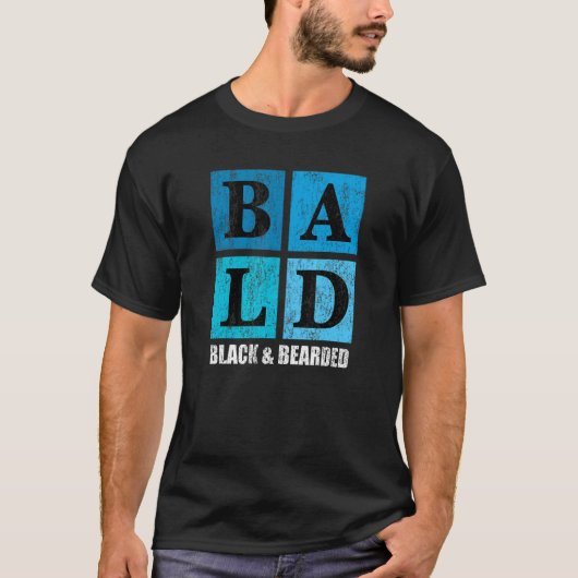 禿げ黒ひげのアフリカ系アメリカ人の禿げ男 Tシャツ (正面)