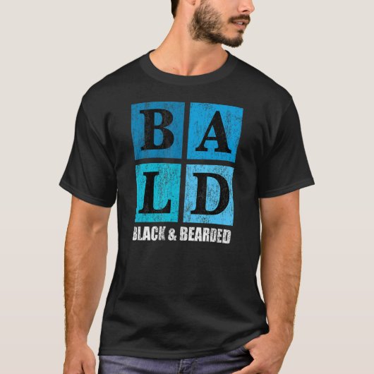 禿げ黒ひげのアフリカ系アメリカ人の禿げ男 Tシャツ (正面)