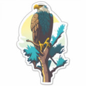 禿鷲が木の上に止まった シール (正面)