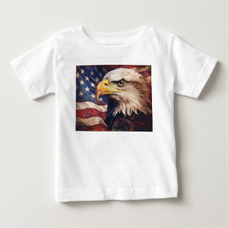 禿鷲の頭付きアメリカ国旗 ベビーTシャツ