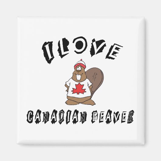私いけなはカナディアン・ビーバーが大好き マグネット (正面)