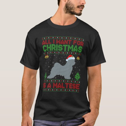 私おもしろいがクリスマスに欲しいのはマルチーズ Tシャツ (正面)