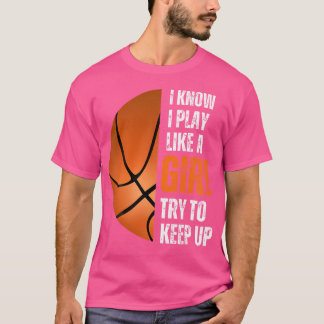 私おもしろいが知っているバスケッ遊プル女子T Tシャツ