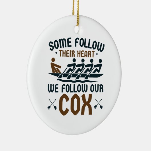 私おもしろいたちのCoxでボートのクルー後を追チームのコックスワイン セラミックオーナメント (右)