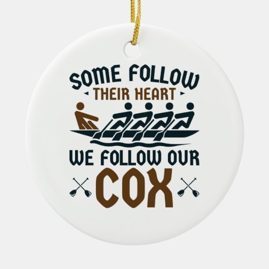 私おもしろいたちのCoxでボートのクルー後を追チームのコックスワイン セラミックオーナメント (正面)