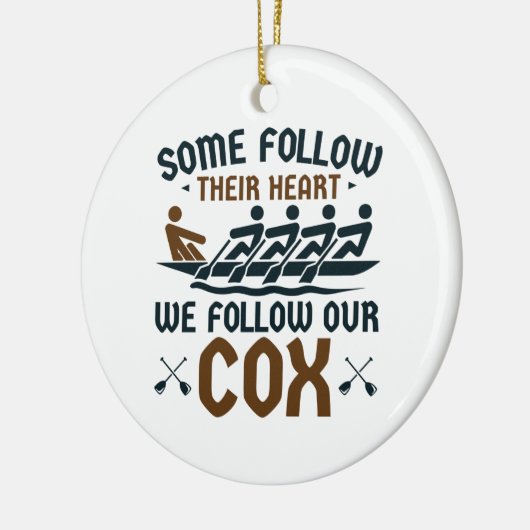 私おもしろいたちのCoxでボートのクルー後を追チームのコックスワイン セラミックオーナメント (左)