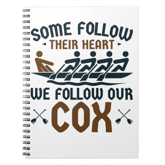 私おもしろいたちのCoxでボートのクルー後を追チームのコックスワイン ノートブック (正面)