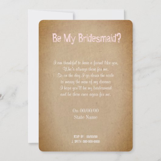 私おもしろいのカスタム花嫁の付き添い/メイド・オブ・オーナー（花嫁付き添い人） 招待状 (裏面)