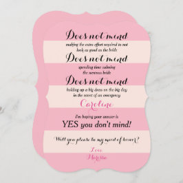 私おもしろいのメイド・オブ・オーナー（花嫁付き添い人）バラと赤面か 招待状