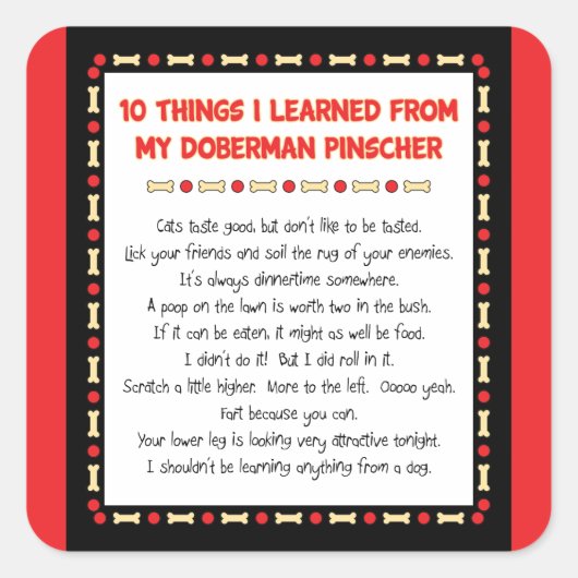 私おもしろいの学(犬)ドーベルマン・ピンシェル スクエアシール (正面)