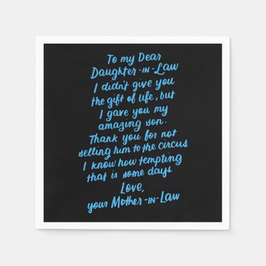 私おもしろいの義理の娘親愛に義理の娘 スタンダードカクテルナプキン (正面)