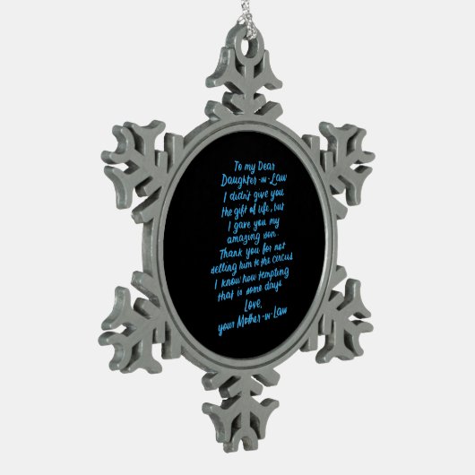 私おもしろいの義理の娘親愛に義理の娘 スノーフレークピューターオーナメント (左)
