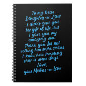 私おもしろいの義理の娘親愛に義理の娘 ノートブック (正面)