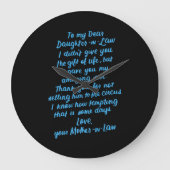 私おもしろいの義理の娘親愛に義理の娘 ラージ壁時計 (正面)