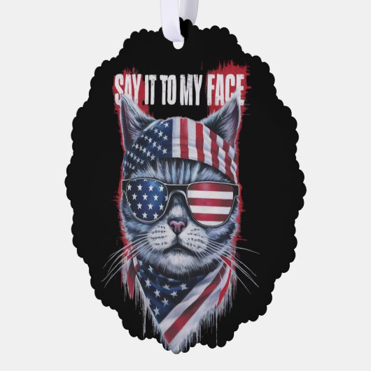 私おもしろいの顔に言おもしろいえ オーナメントカード (左)