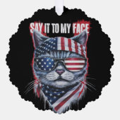 私おもしろいの顔に言おもしろいえ オーナメントカード (正面)