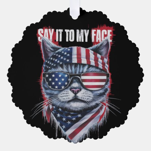 私おもしろいの顔に言おもしろいえ オーナメントカード (正面)