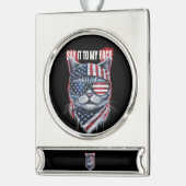 私おもしろいの顔に言おもしろいえ シルバープレートバナーオーナメント (左)