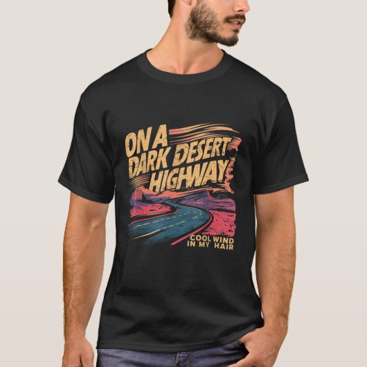 私おもしろいの髪の中の暗いクール砂漠高速道路風で Tシャツ (正面)