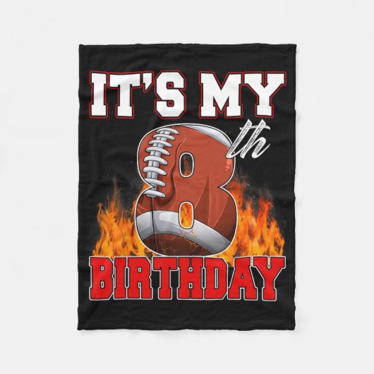 私おもしろいの8誕生日8歳のサッカー場 フリースブランケット (正面)