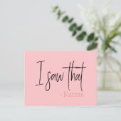 私おもしろいはカルマ引用文のスローガンを見た ポストカード (スタンド正面)