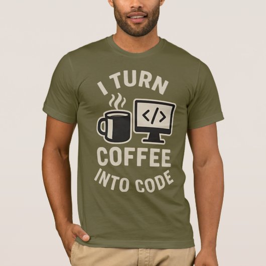 私おもしろいはコーヒーを暗号にする Tシャツ (正面)