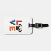 私おもしろいはパグ大好き私の犬の子犬の恋人ハート ラゲッジタグ (正面横)