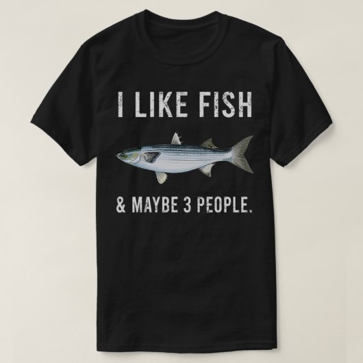 私おもしろいはマレー魚と多分3人が好きだ Tシャツ (デザイン正面)