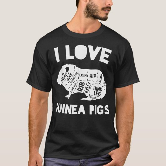 私おもしろいはモルモット肉切りが大好き Tシャツ (正面)
