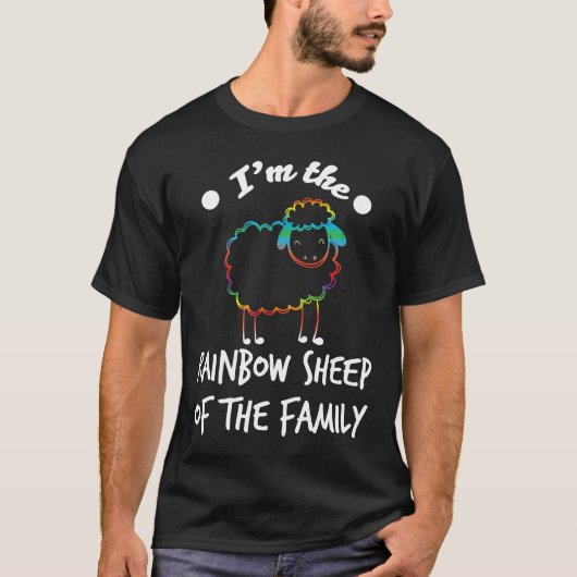 私おもしろいは家族のレインボーヒツジ Tシャツ (正面)