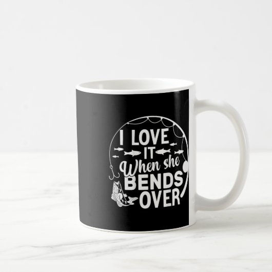 私おもしろいは彼女が釣り糸を曲げると大好きだ コーヒーマグカップ (右)