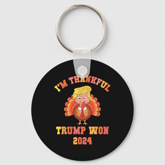 私おもしろいは感謝トランプ2024私たちはMake Thanksgi勝った キーホルダー (正面)
