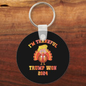 私おもしろいは感謝トランプ2024私たちはMake Thanksgi勝った キーホルダー (正面)