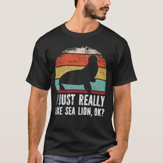 私おもしろいは本当にシーライオンが好きok? tシャツ (正面)