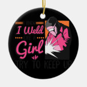 私おもしろいは知っている溶接私は女の子を溶接知っている セラミックオーナメント (正面)