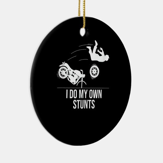 私おもしろいは自分のスタントバイクカッコいいギフトマンをする セラミックオーナメント (右)