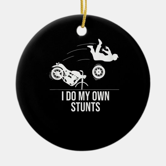 私おもしろいは自分のスタントバイクカッコいいギフトマンをする セラミックオーナメント (正面)