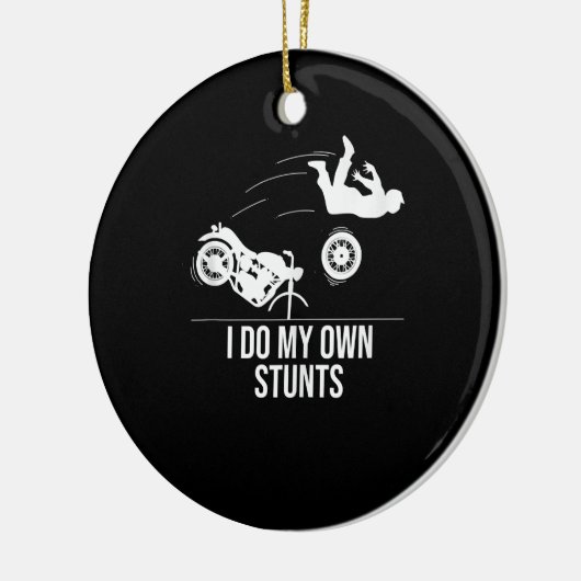 私おもしろいは自分のスタントバイクカッコいいギフトマンをする セラミックオーナメント (左)