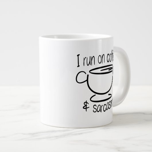私おもしろいは走コーヒーと皮肉を飲む ジャンボコーヒーマグカップ (正面右)