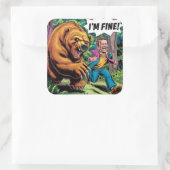 "私おもしろいは"ベア素晴らしチェース漫画イラストレーション スクエアシール (バッグ)