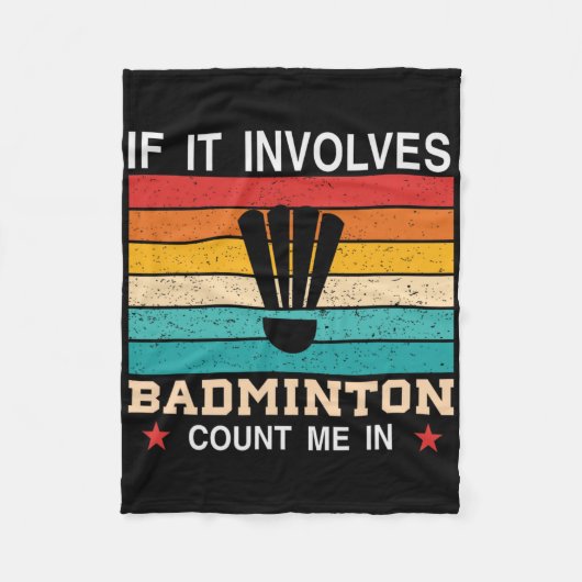 私おもしろいもしを含むドミントン フリースブランケット (正面)